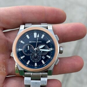 Michael Kors Silver and Navy Chronograph Watch